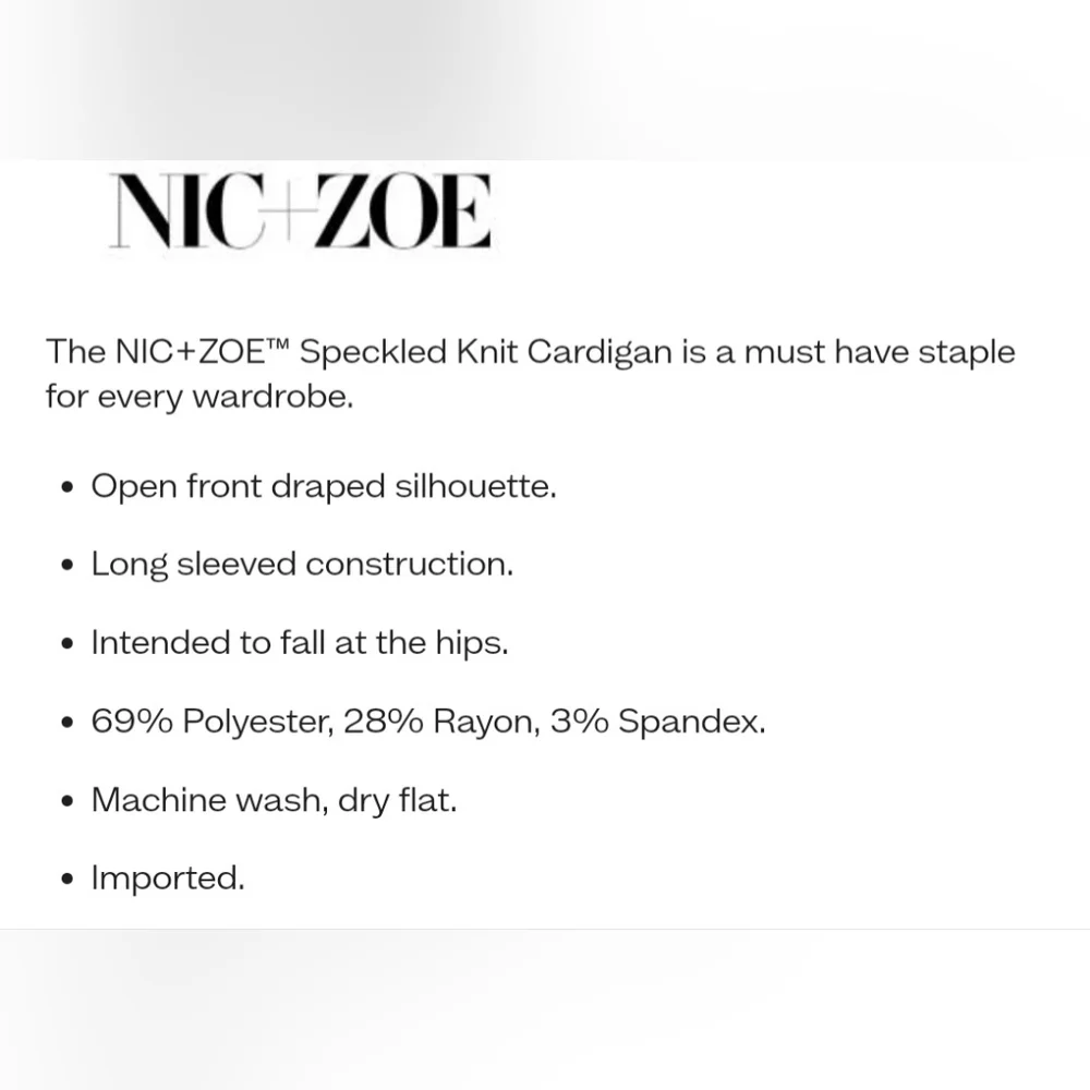 NWT Nic+ Zoe speckled knit cardigan and sleeveless scoop set - Picture 12 of 16